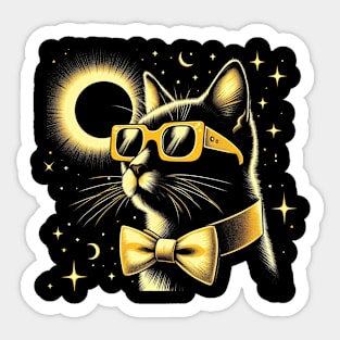 Cat Wearing Solar Eclipse Glasses Sticker